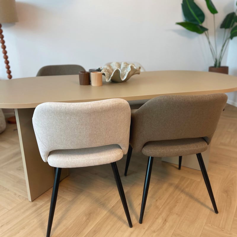 Eetkamerstoel Leonardo met armleuning - beige - 81x62.5x56 cm