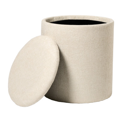 Opbergpoef Debby - beige - ø35x40 cm