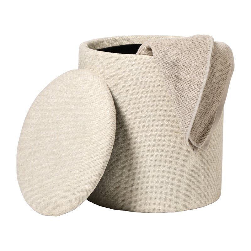 Opbergpoef Debby - beige - ø35x40 cm