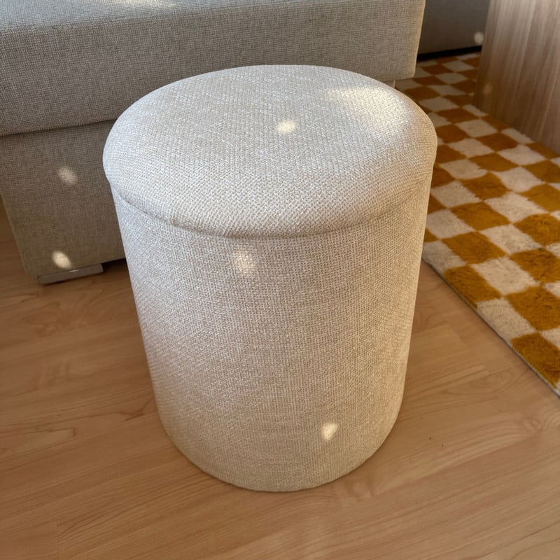 Opbergpoef Debby - beige - ø35x40 cm