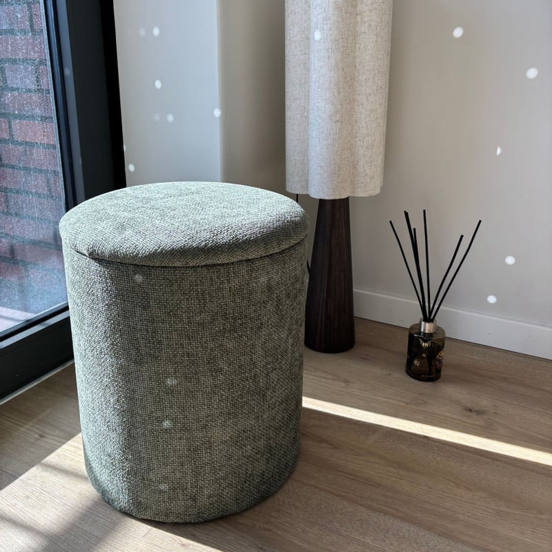 Opbergpoef Debby - groen - ø35x40 cm