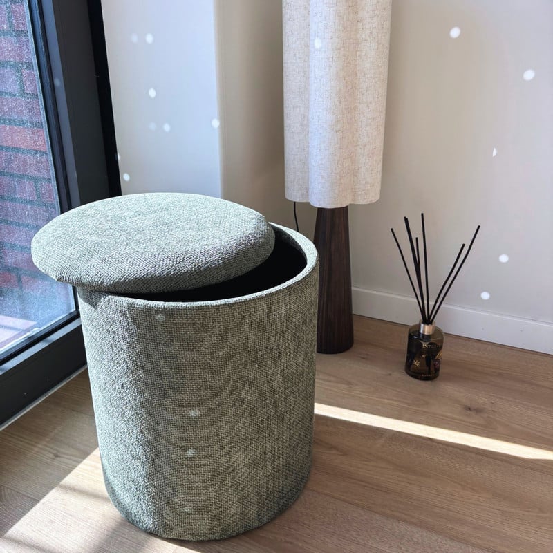 Opbergpoef Debby - groen - ø35x40 cm