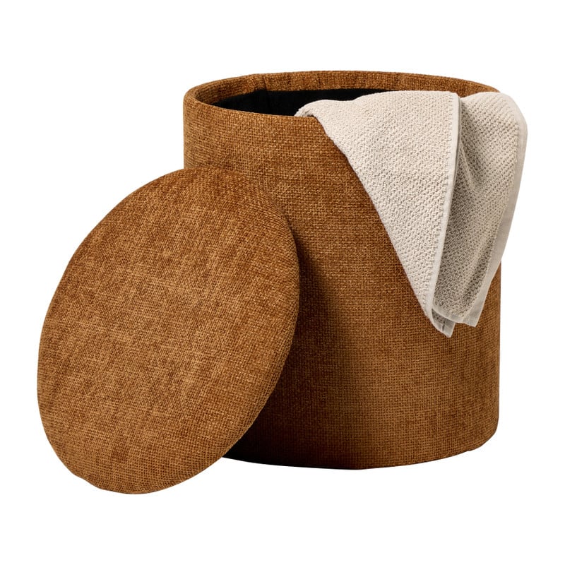 Opbergpoef Debby - bruin - ø35x40 cm