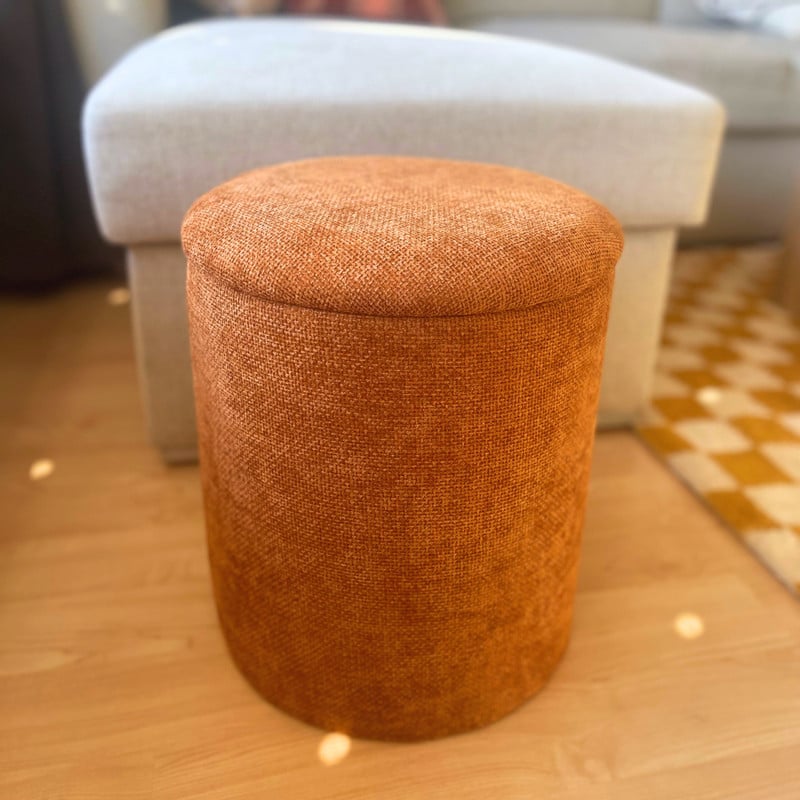 Opbergpoef Debby - bruin - ø35x40 cm