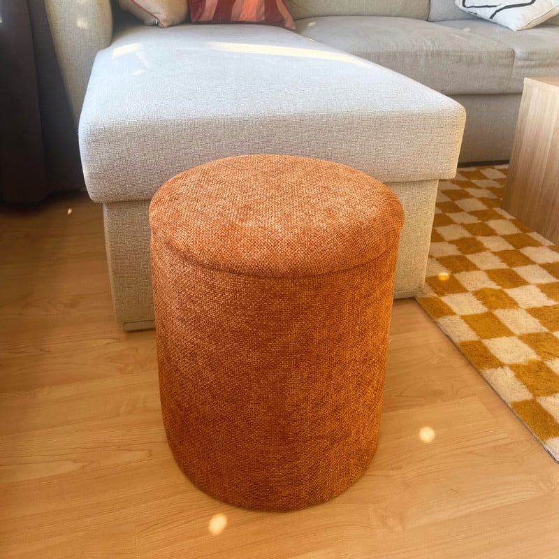 Opbergpoef Debby - bruin - ø35x40 cm