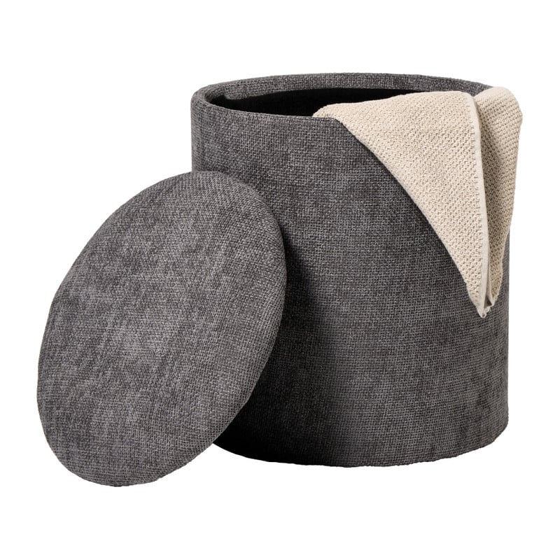 Opbergpoef Debby - grijs - ø35x40 cm