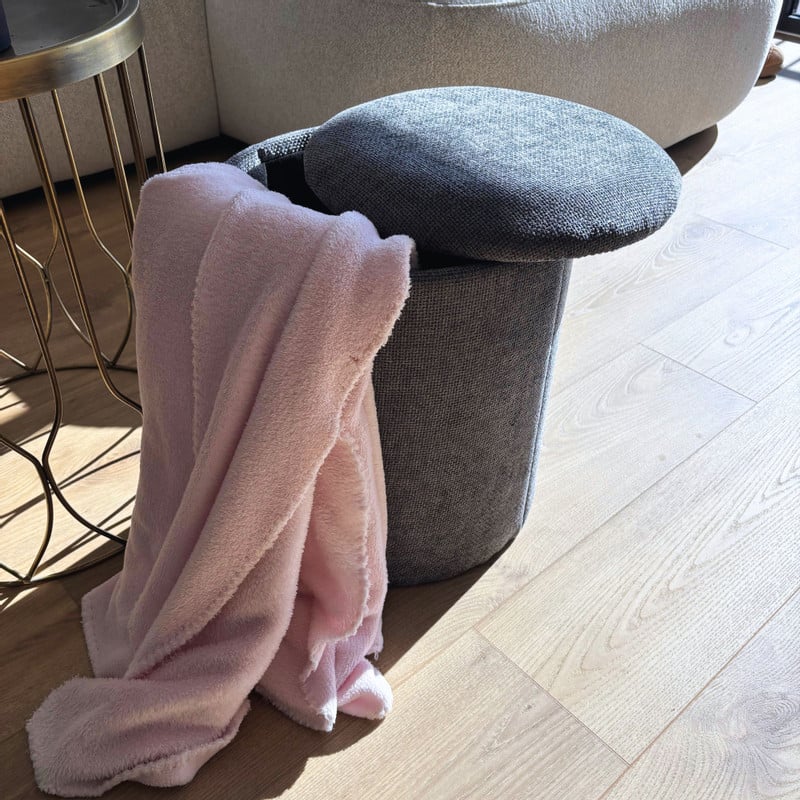 Opbergpoef Debby - grijs - ø35x40 cm