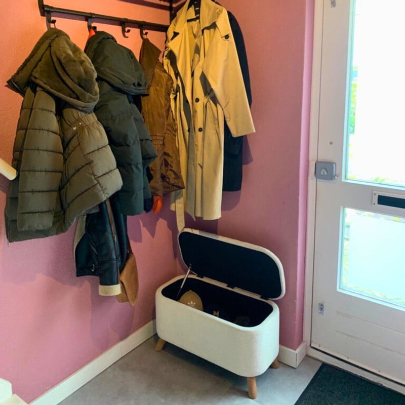 Opbergbank Debby - wit - 39x72x35 cm