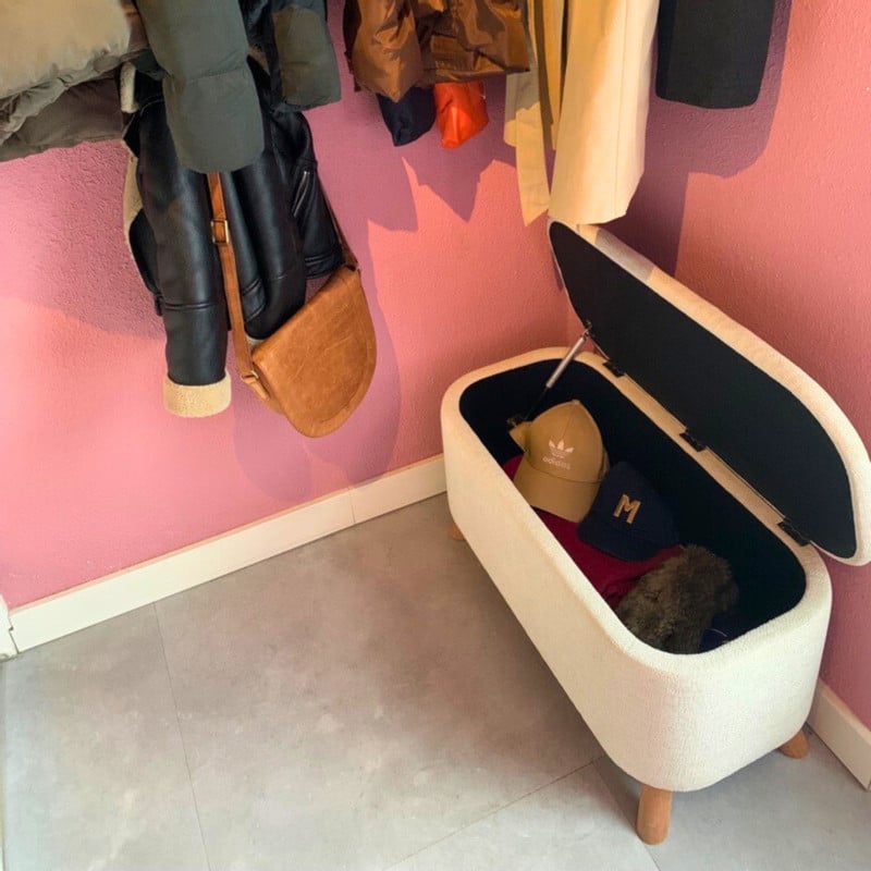 Opbergbank Debby - wit - 39x72x35 cm