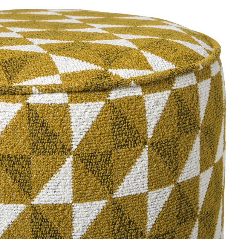 Poef retro - oker/beige - ø35x38 cm