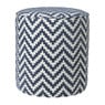 Poef zigzag - blauw/wit - ø35x38 cm