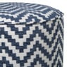 Poef zigzag - blauw/wit - ø35x38 cm