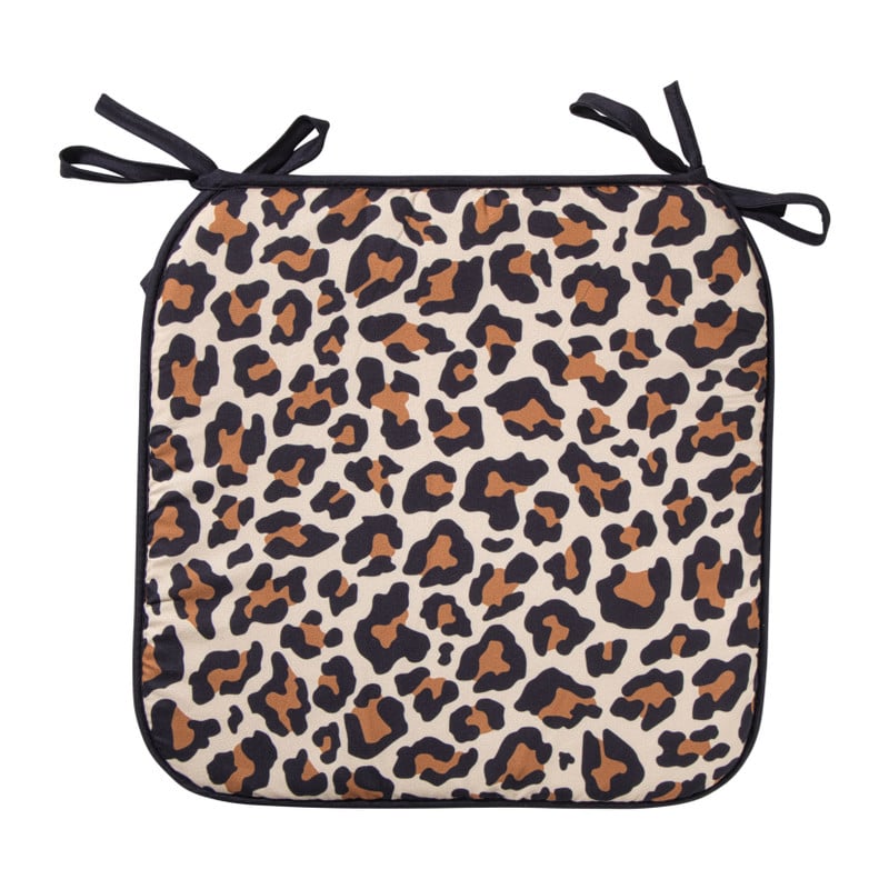 Tuinstoel kussen - luipaardprint - 38x41 cm