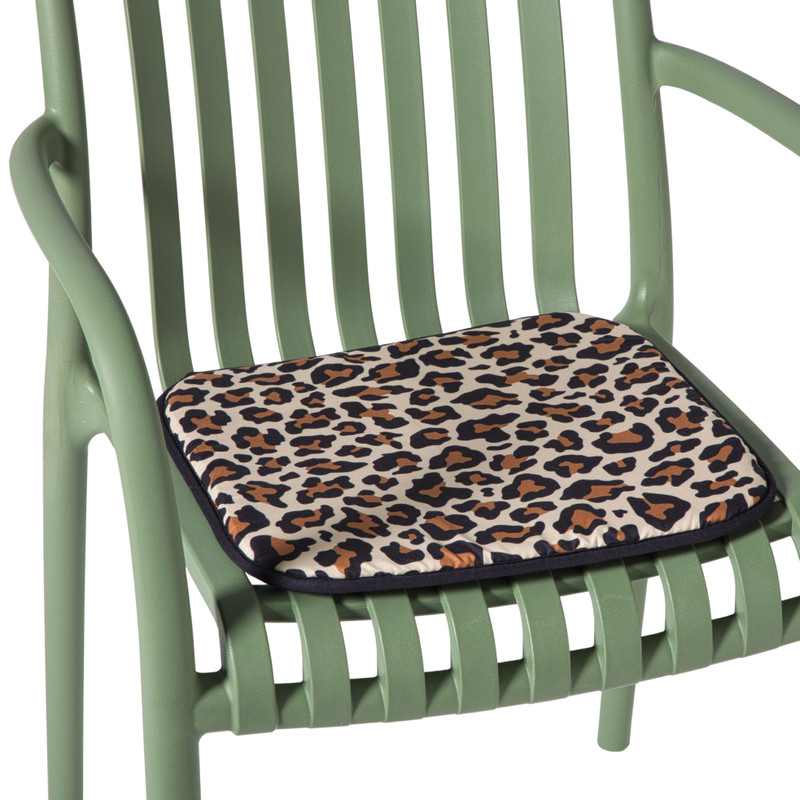 Tuinstoel kussen - luipaardprint - 38x41 cm