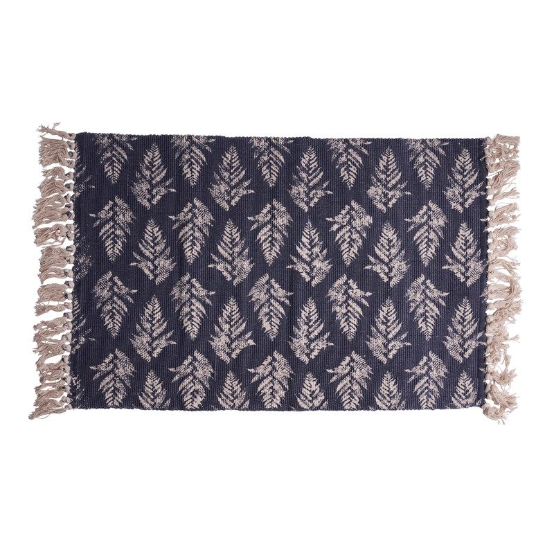 Vloerkleed met franjes - 90x60 cm - donkergrijs 