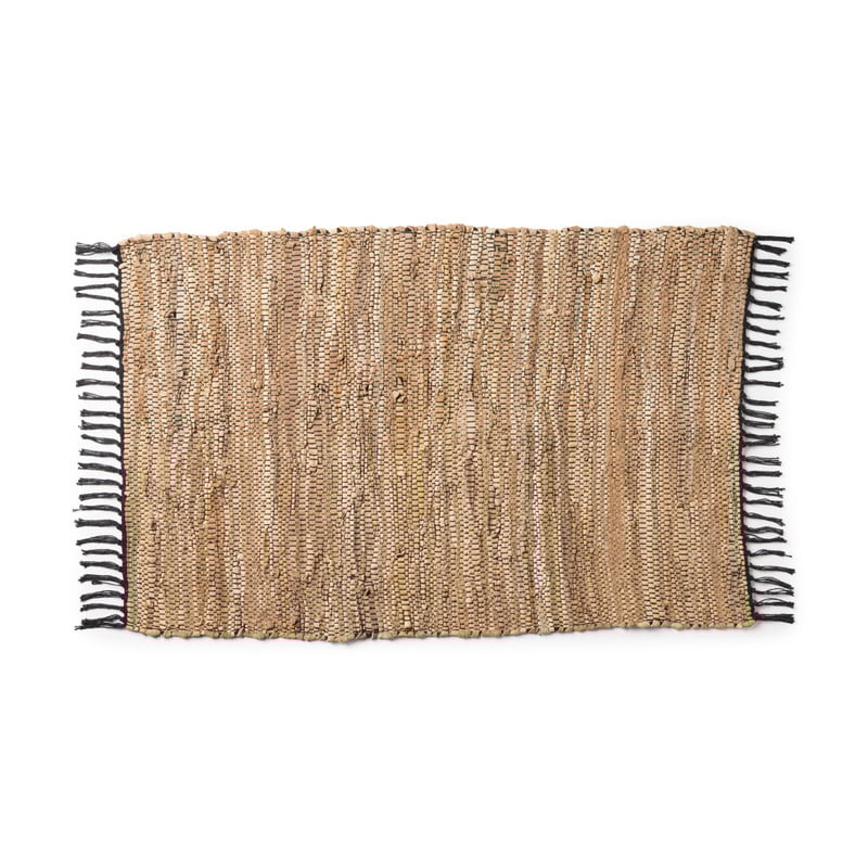 Vloerkleed rechthoek van leer - bruin - 60x90 cm 