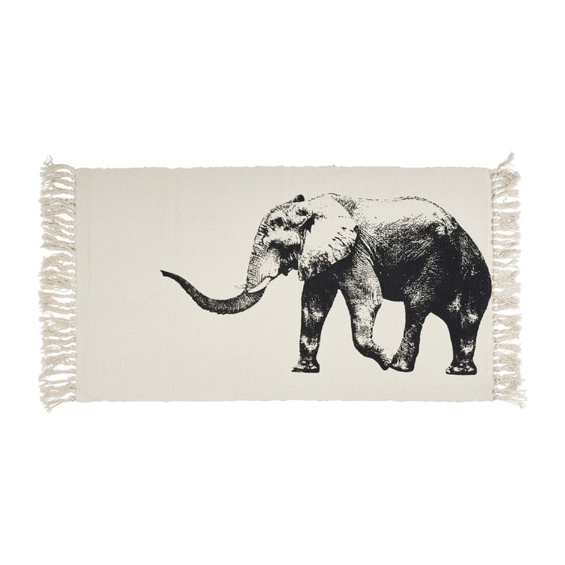Vloerkleed olifant - naturel/zwart - 70x120 cm 
