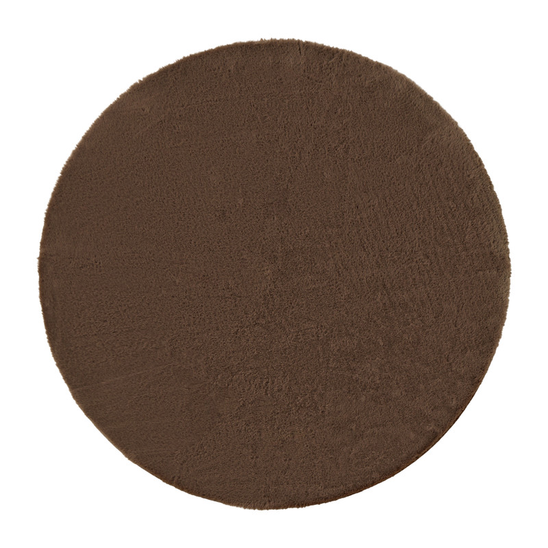 Vloerkleed fake fur - bruin - ø120 cm