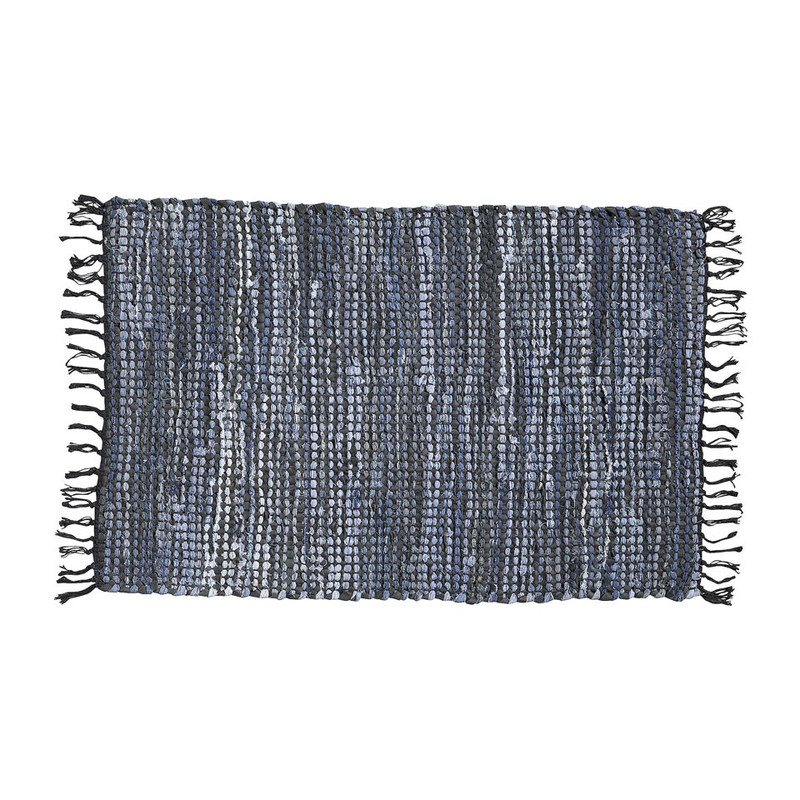Vloerkleed recycle - 90x60 cm - leer/denim