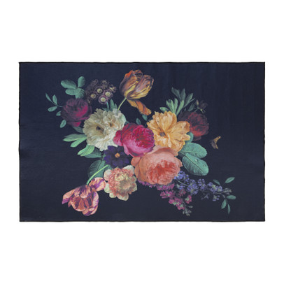 Bezet Rodeo Herenhuis Vloerkleed bloemen print - blauw - 120x180 cm | Xenos