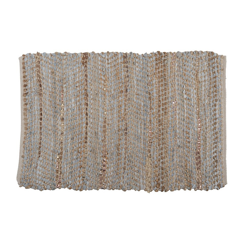 Vloerkleed leer/jute - 60x90 cm - beige/grijs