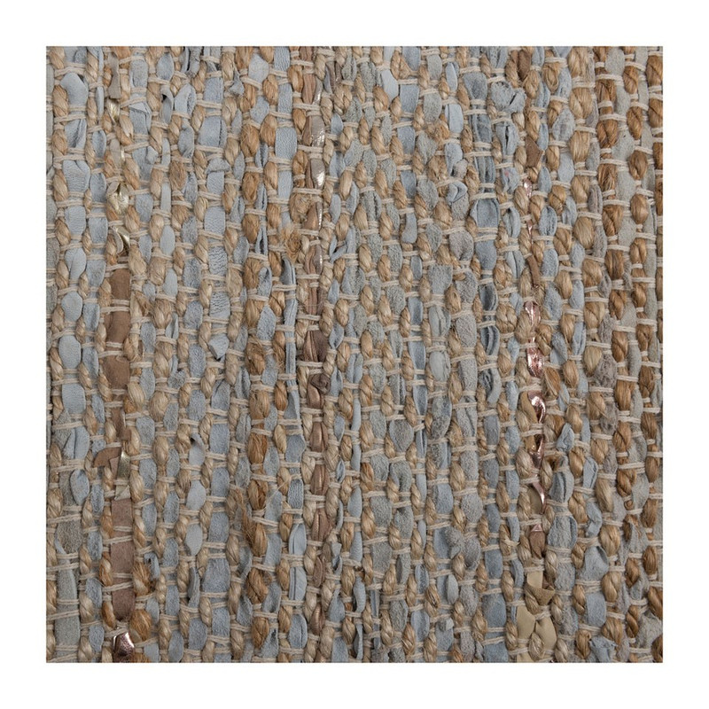 Vloerkleed leer/jute - 60x90 cm - beige/grijs