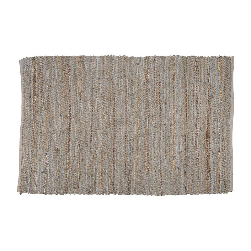 Vloerkleed leer/jute - 120x180 cm - beige/grijs
