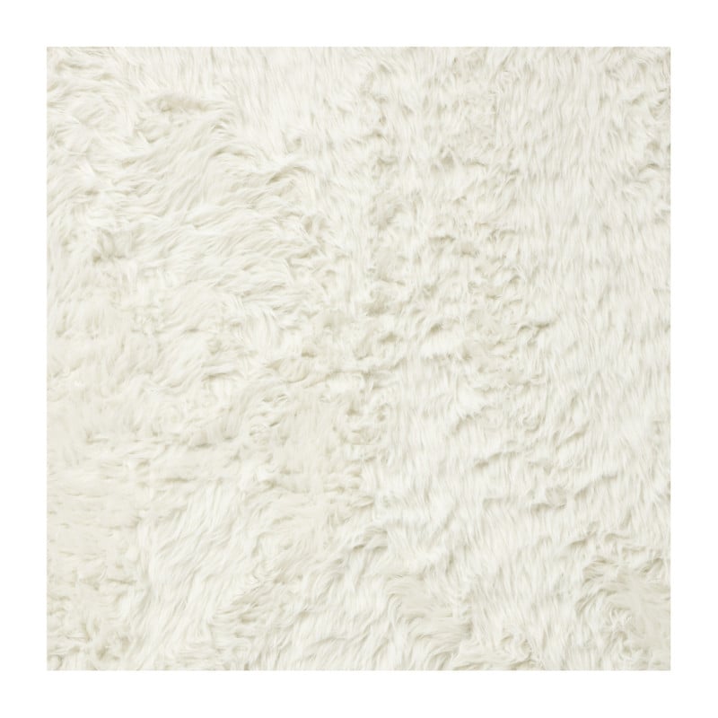 Tapijt hoogpolig rond - wit - ø120 cm