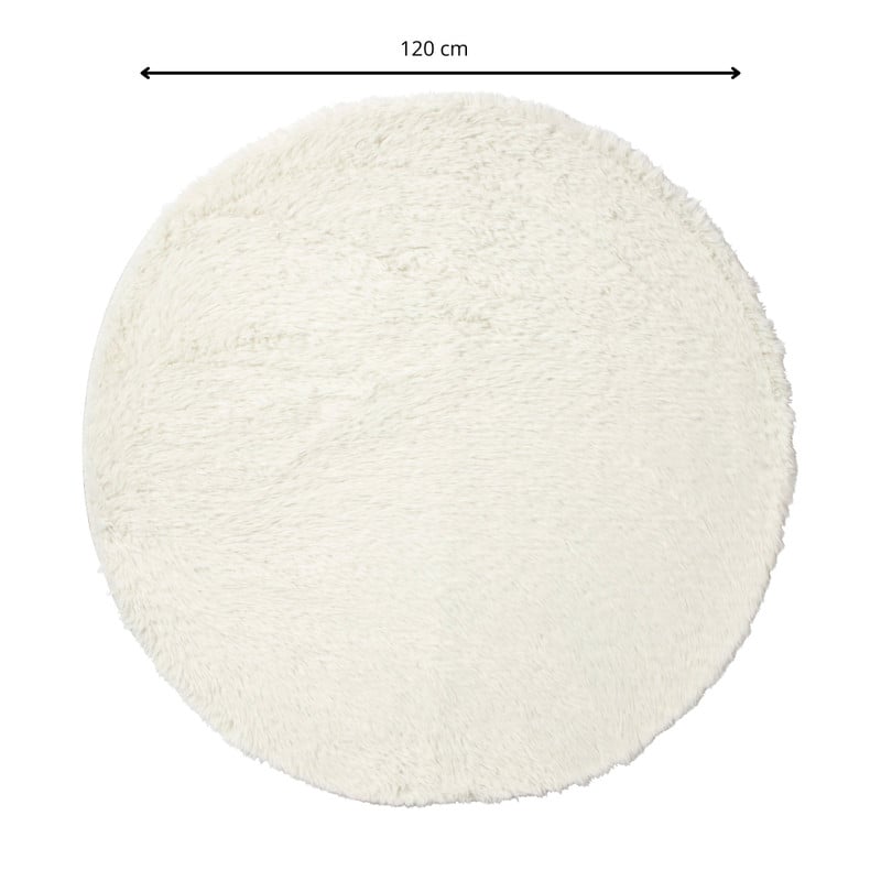 Tapijt hoogpolig rond - wit - ø120 cm