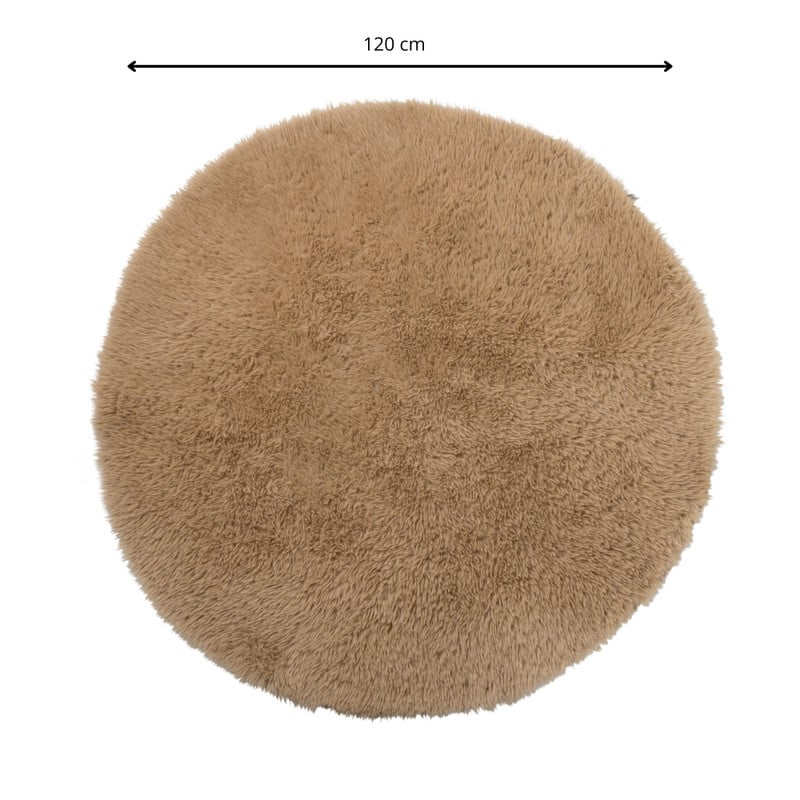Vloerkleed fluffy rond - bruin - ø120 cm