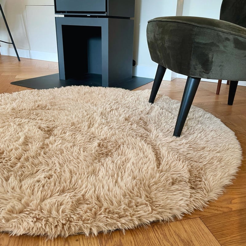 Vloerkleed fluffy rond - bruin - ø120 cm