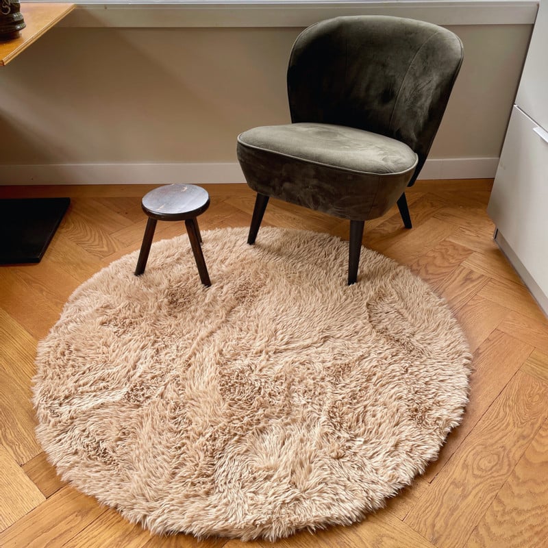 Vloerkleed fluffy rond - bruin - ø120 cm