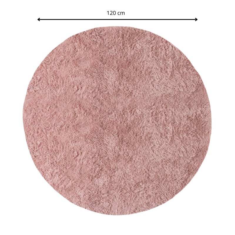 Tapijt hoogpolig rond - roze - ø120 cm