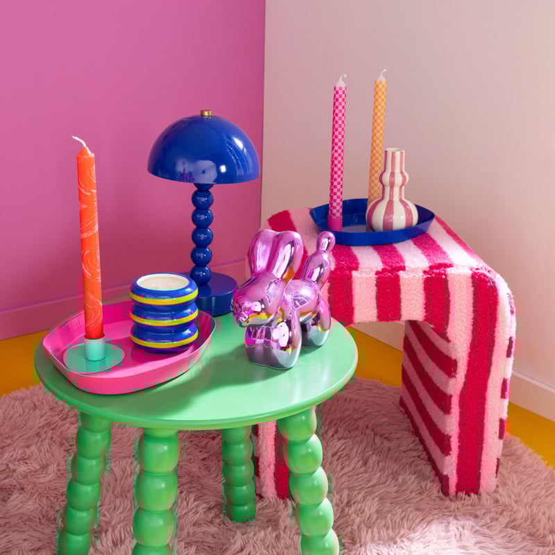 Tapijt hoogpolig rond - roze - ø120 cm