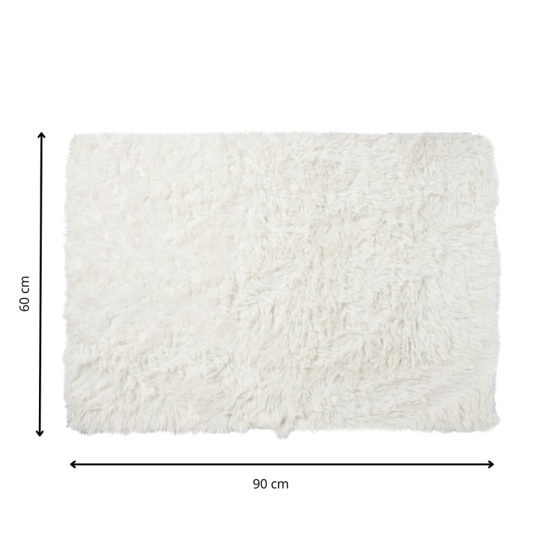 Vloerkleed fluffy - wit - 60x90 cm