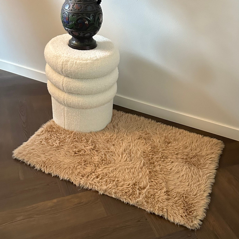 Vloerkleed fluffy - bruin - 60x90 cm