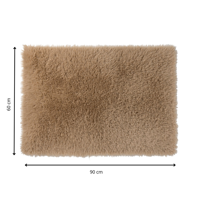 Vloerkleed fluffy - bruin - 60x90 cm