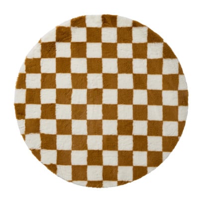 Vloerkleed checks - terra - ø120 cm