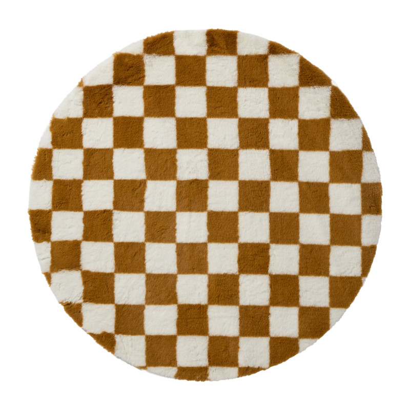 Vloerkleed checks - terra - ø120 cm