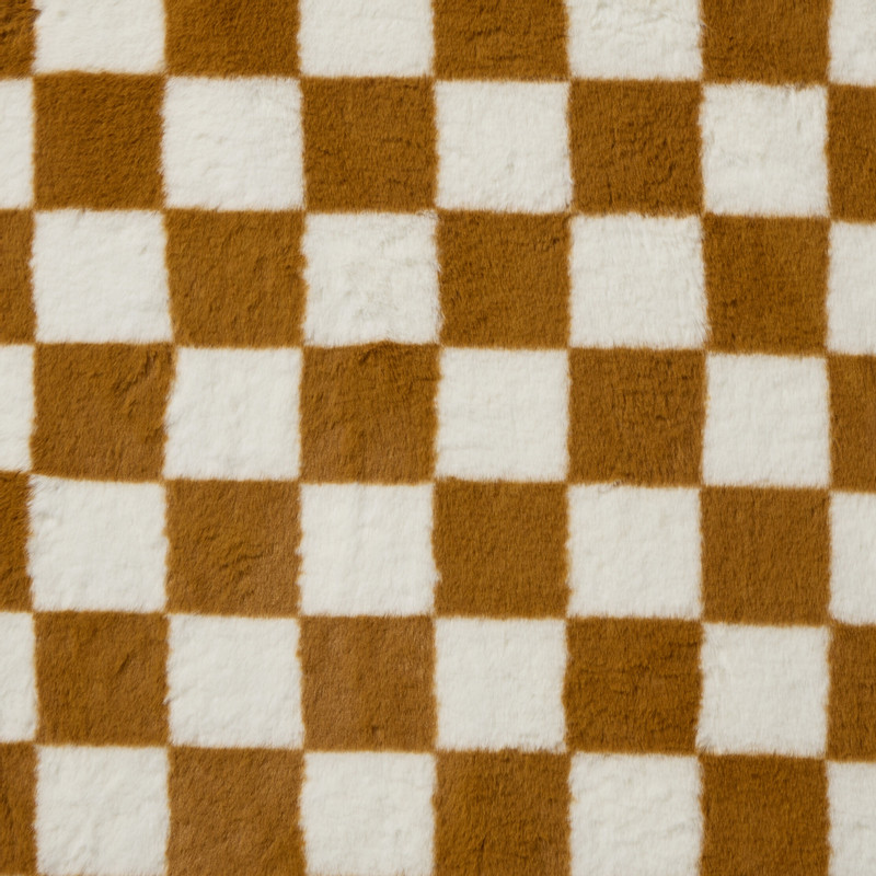 Vloerkleed checks - terra - ø120 cm