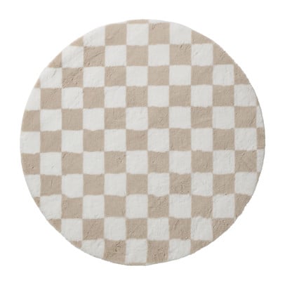 Vloerkleed checks - beige - ø120 cm