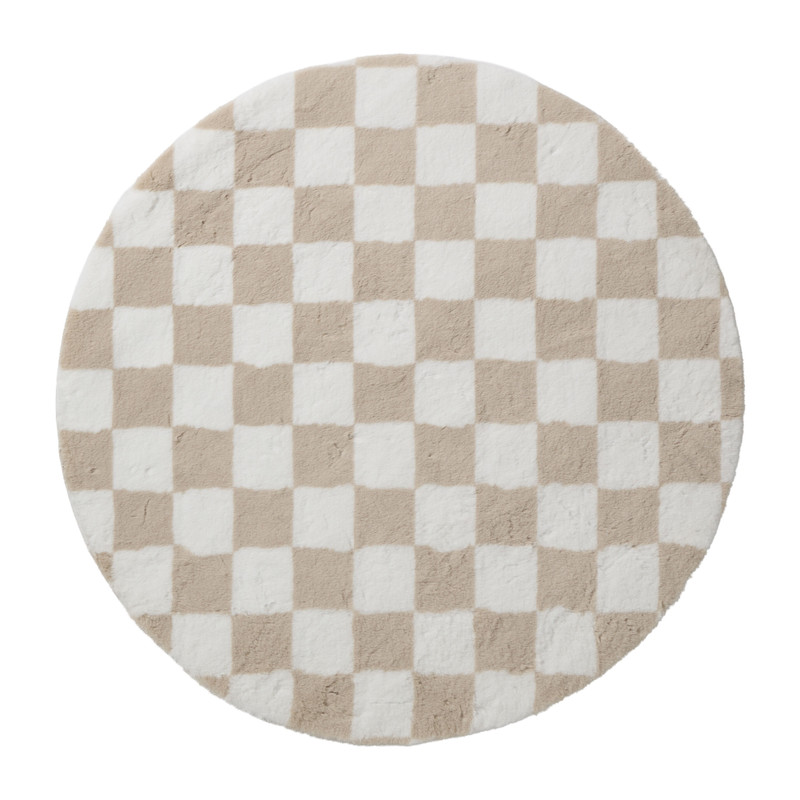 Vloerkleed checks - beige - ø120 cm