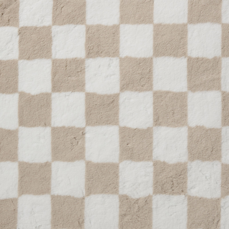 Vloerkleed checks - beige - ø120 cm