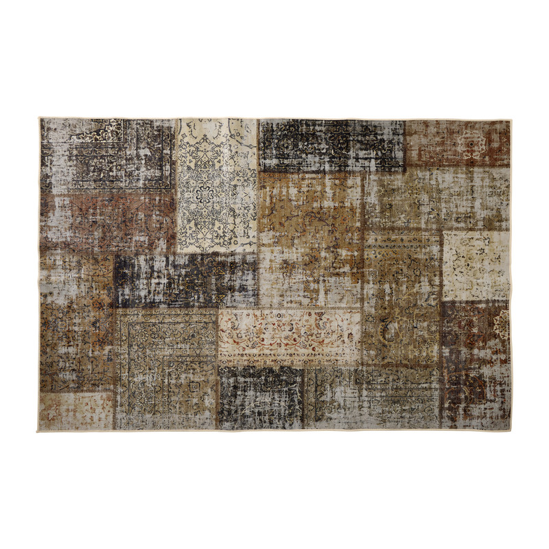 Vloerkleed patchwork - bruin/wit - 120x180 cm