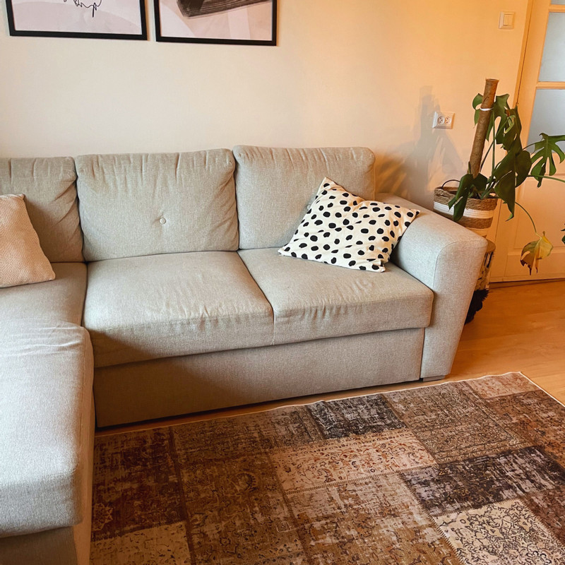 Vloerkleed patchwork - bruin/wit - 120x180 cm