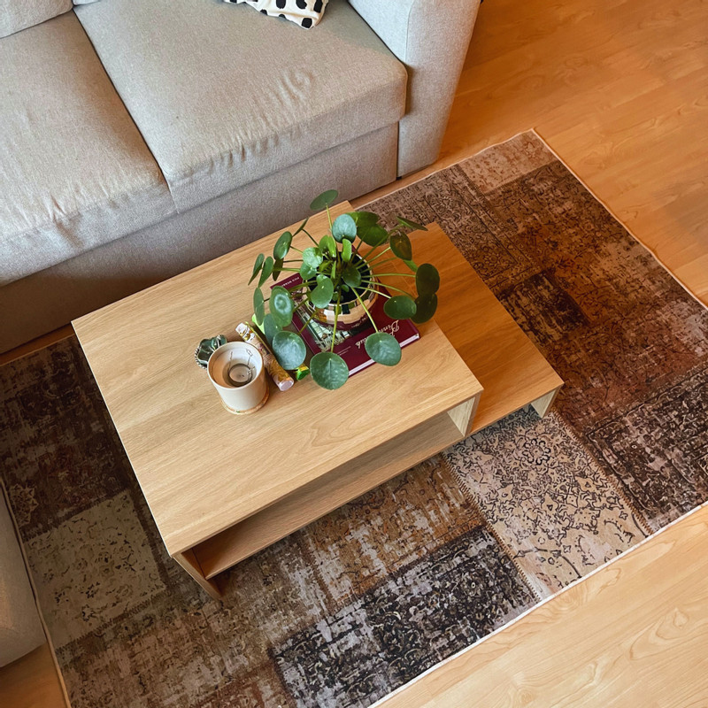 Vloerkleed patchwork - bruin/wit - 120x180 cm