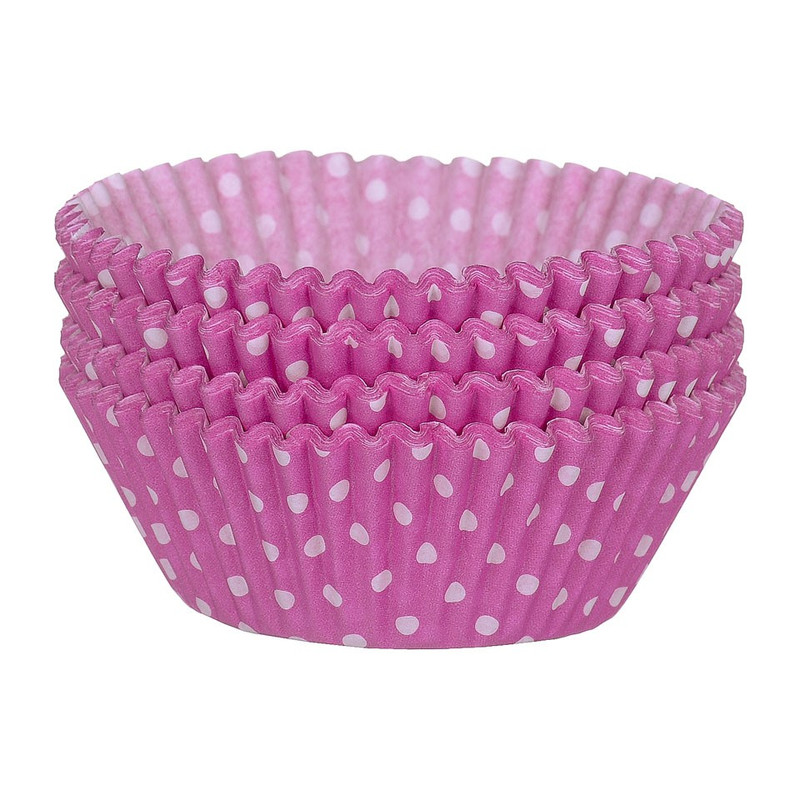 Cupcakevormpjes stipjes roze 100 stuks