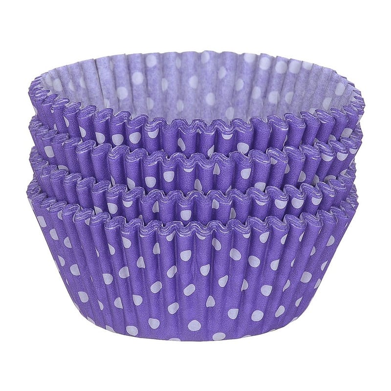 Cupcakevormpjes stipjes paars 100 stuks