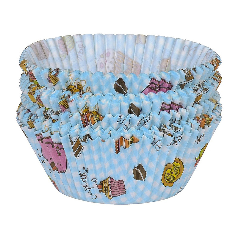 Cupcakevormpjes taart blauw 100 stuks