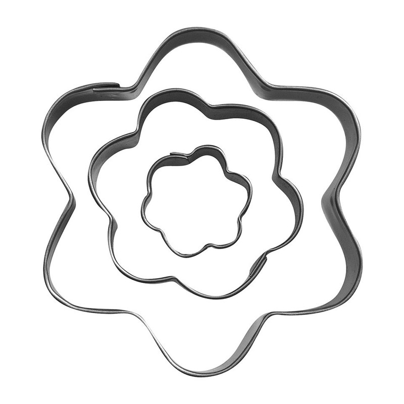 Uitsteekvormpjes RVS bloem set van 3